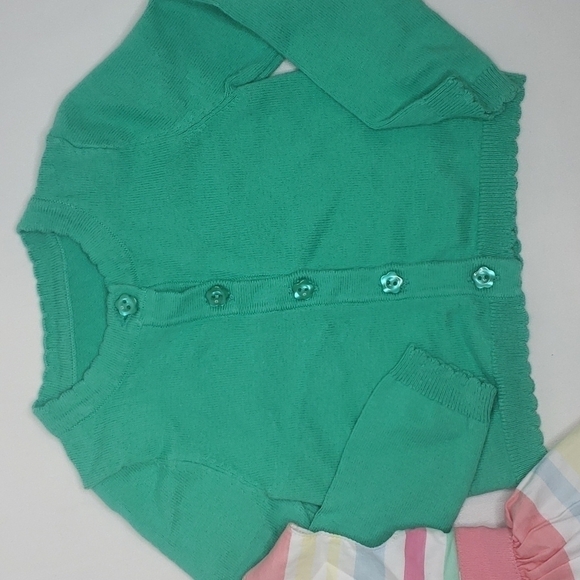 3/$30 CARTER'S Striped Pastel Easter Sleeveless Dress + Matching Cardigan - Picture 5 of 6